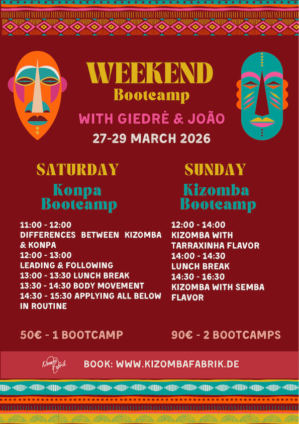 Weekend bootcamps with Joao & Giedre in March